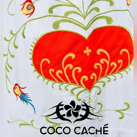 White Bohemian Secret Garden Embroidered Kimono Long V-neckline Maxi Dress - Picture 10 of 10